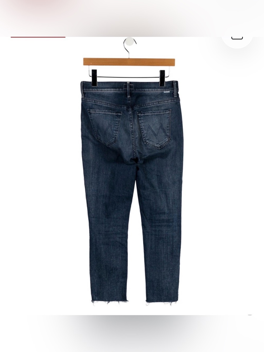 MOTHER High-Rise Raw Hem Jeans — Dark Blue Denim